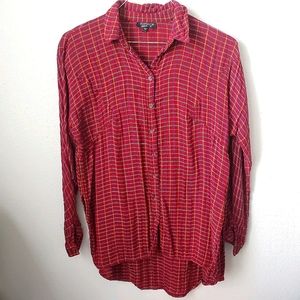 Topshop Plaid Button Down Tunic Top